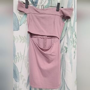 Mauve front cut out off shoulder dress